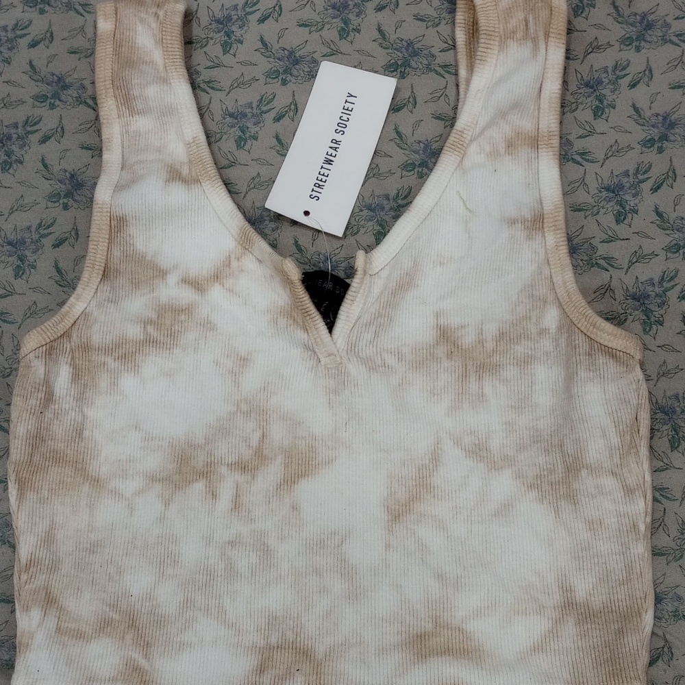 Streetwear Society Brown Tie-Dye Cropped Top
